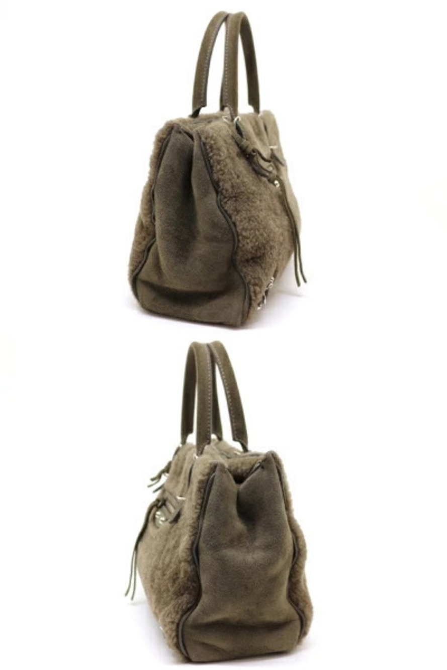 Balenciaga Paper Shoulder Bag Khaki Green Brown Sheepskin Suede - Picture 3 of 9